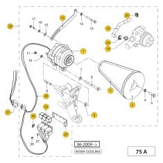 Vetus M4.15 - M4.17 Extension alternator 12V - 75A,1p,Intercooling