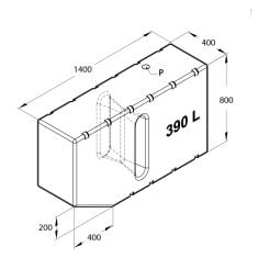 390 liter tank til diesel, vand og spildevand