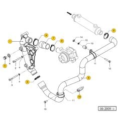 Vetus M4.15 - M4.17 Connection of circulation pump,keelcooling >06-2009