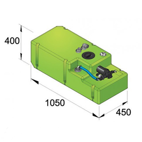 Drikkevandstank- 120 liter inkl. 12 volts pumpe og tilslutninger, komplet