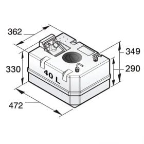 40 liter Vetus Dieseltank, inkl. tilslutning til 10 mm brændstofslange