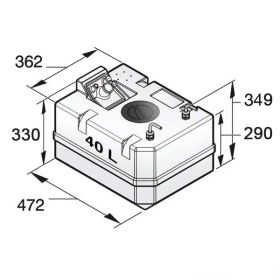 40 liter Vetus Dieseltank, inkl. tilslutning til 8 mm brændstofslange