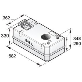 60 liter Vetus Dieseltank, inkl. tilslutning til 10 mm brændstofslange