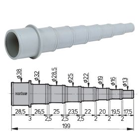 Slangeadapter Ø13, 16, 19, 22, 25, 28, 32 & 38 mm