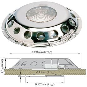 Dæksventil type UFO TRANS med transparant glas og inderkappe